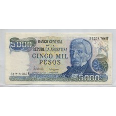 ARGENTINA COL. 659b BILLETE DE $ 5.000 LEY 18.188 SIN CIRCULAR UNC